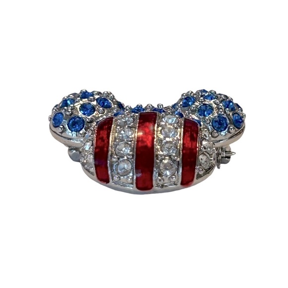 VINTAGE SWAROVSKI CRYSTAL DISNEY Brooch pin Mickey Mouse Icon American flag - Picture 8 of 9